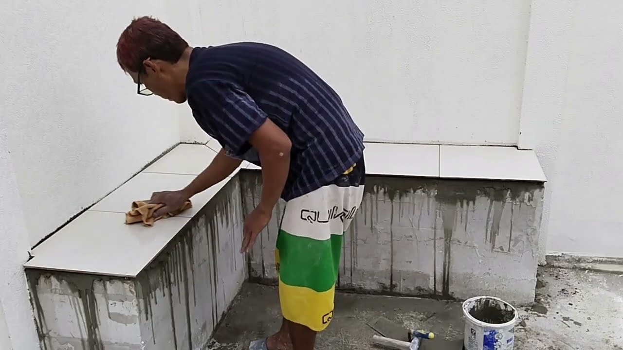 cara pasang keramik kursi santai ditaman, dikerjakan sendiri bagi pemula