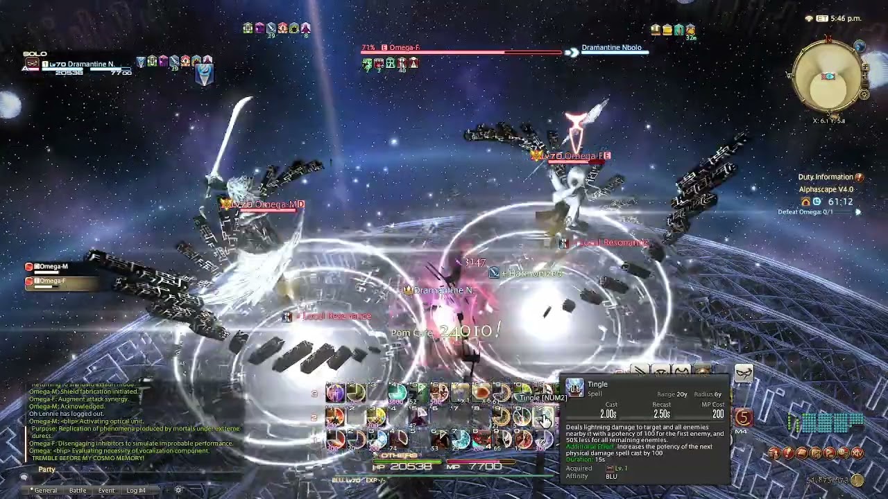 FF14 - Alphascape v4.0 (Normal) - Omega-M & Omega-F (Solo Blue Mage lvl 70)