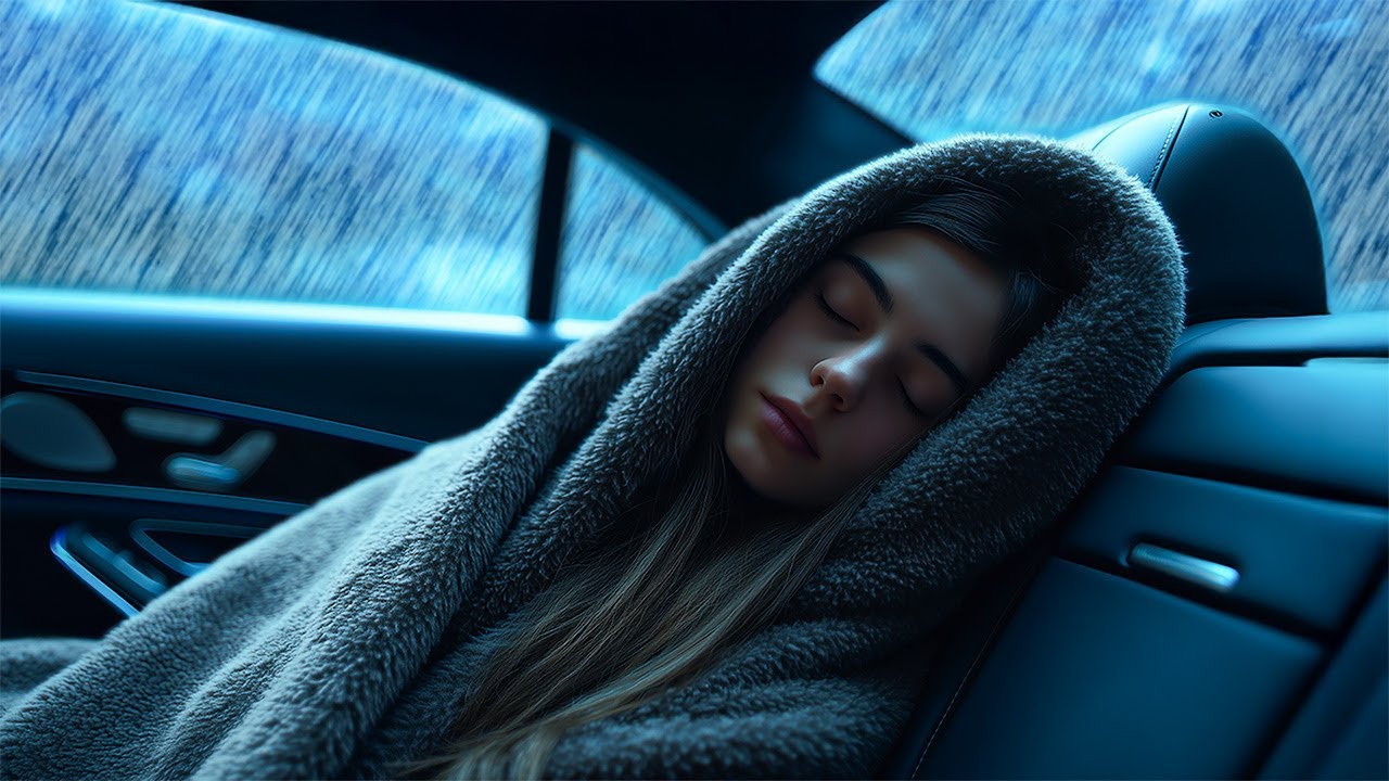 Peaceful Car Rainstorm - Thunder & Rain Sounds to Fall Asleep Fast