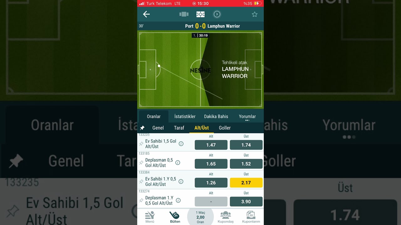 İddaa Kanalı - Ev Sahibi 1.Y 0.5 Gol &Uuml;st | Oran Kod Sistemi @iddaakanali