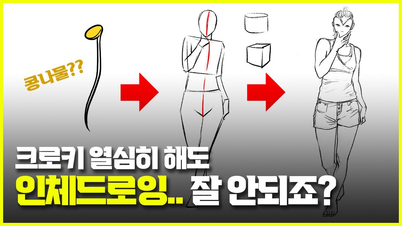 인체 드로잉 독학 1강 / 인체 도형화 순한맛 ver