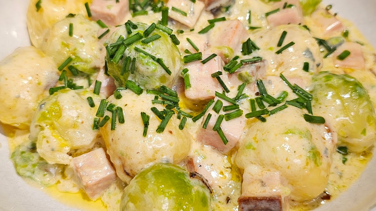 Kartoffelknödel Rosenkohl Pfanne mit Leberkäse🤩👍🏼 