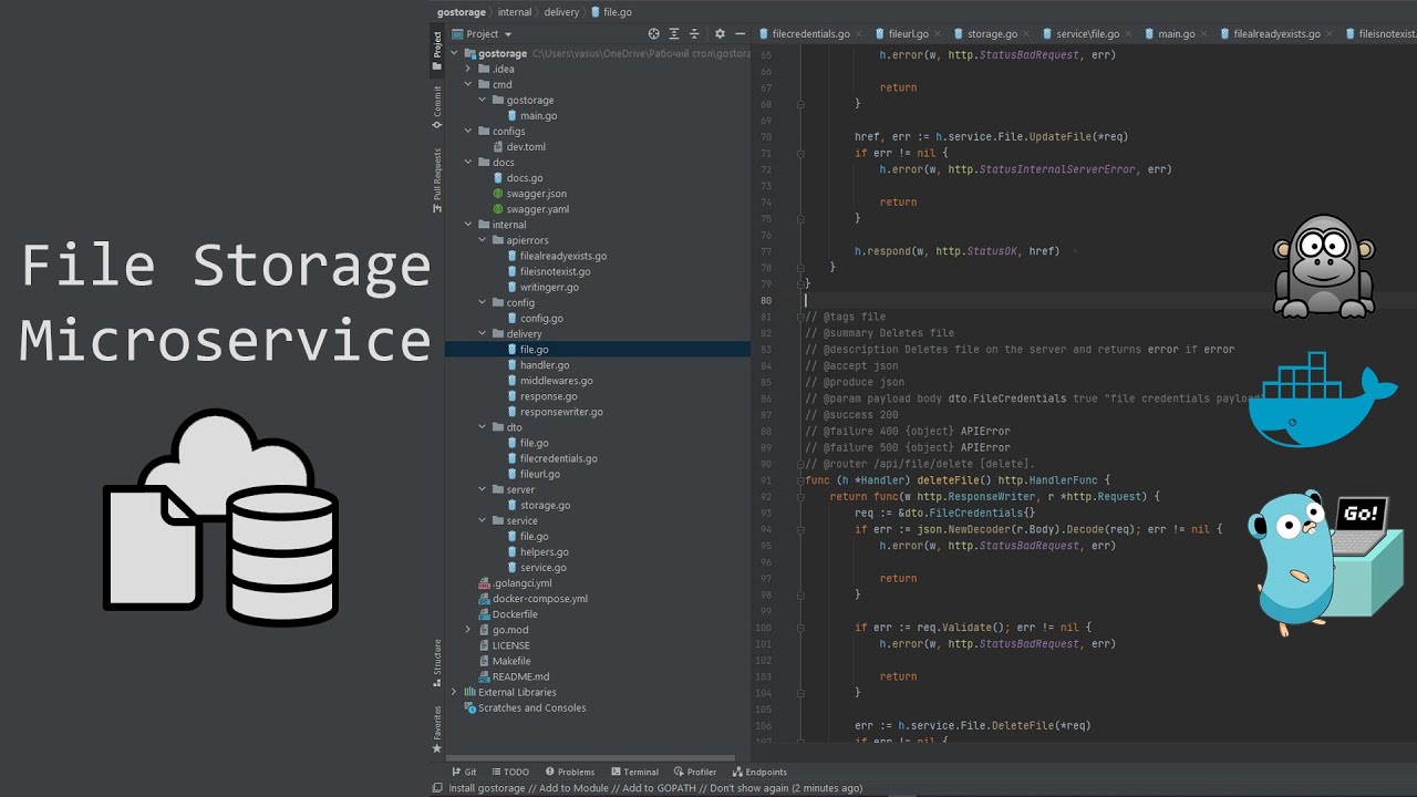 Developing file storage microservice with Go & gorilla/mux