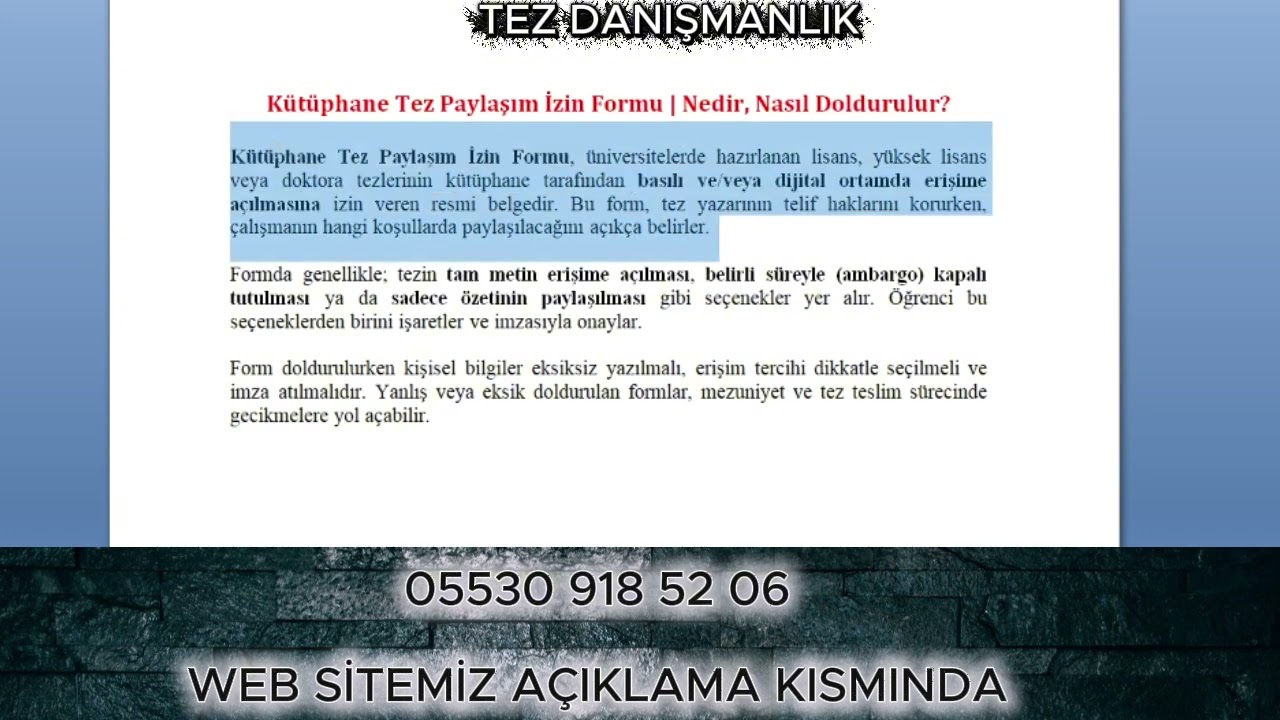 Kütüphane Tez Paylaşım İzin Formu | Nedir, Nasıl Doldurulur?