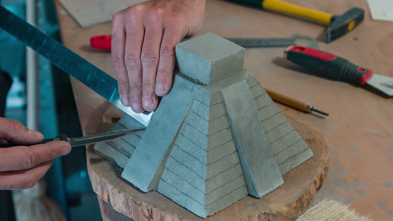 Mayan pyramid carving for aquascaping