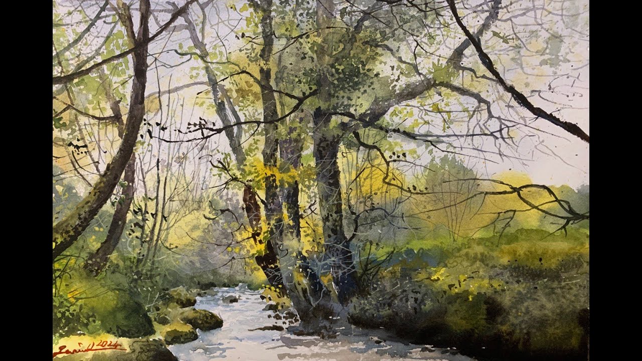 Watercolor painting landscape