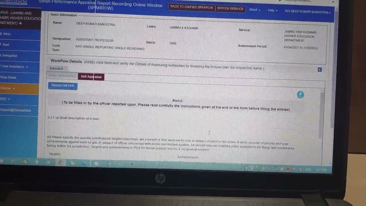 How to Fill APR on JK SPARROW PORTAL