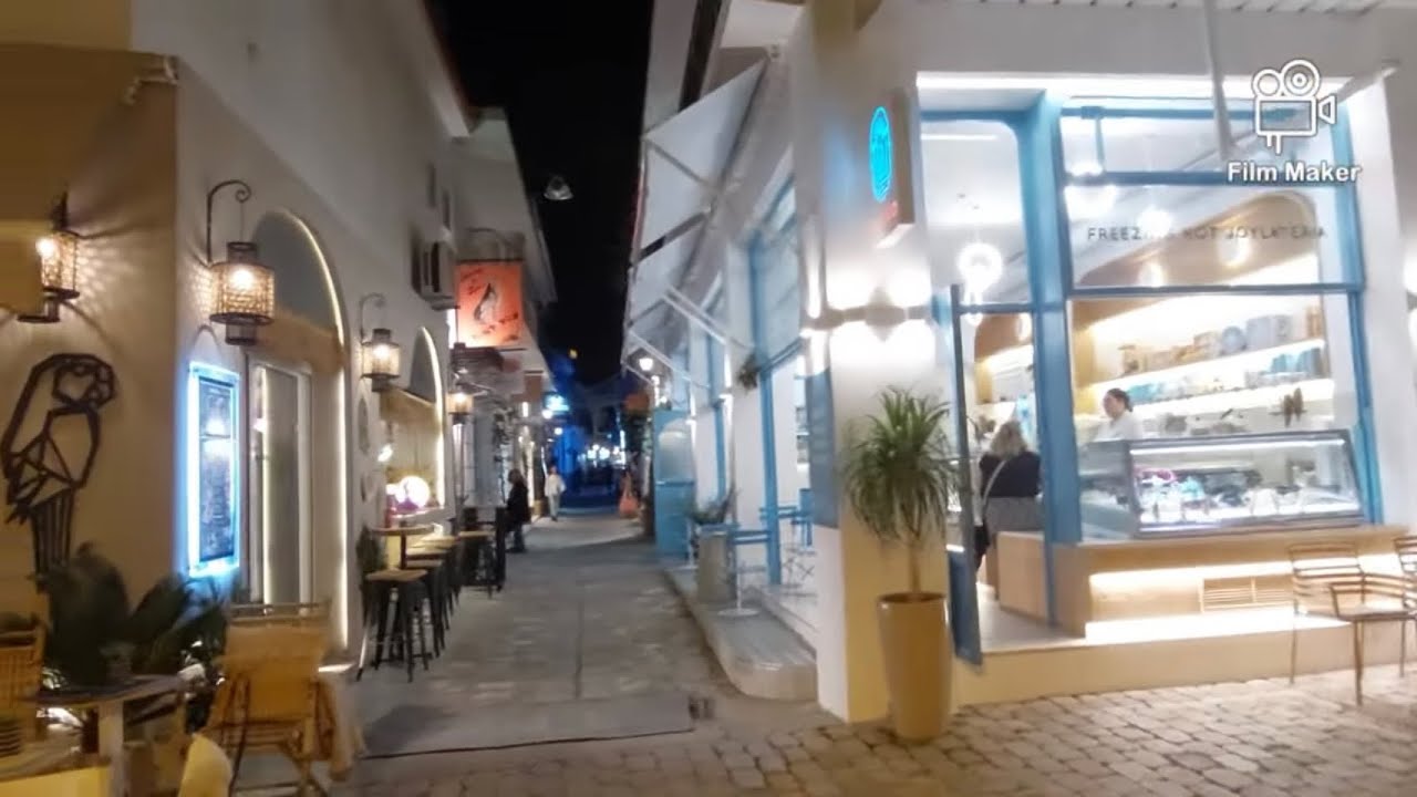 Skiathos Town Street walk at night