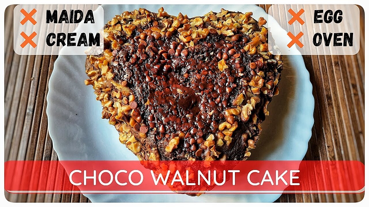 Chocolate Walnut Cake | Eggless Chocolate Walnut Cake Recipe