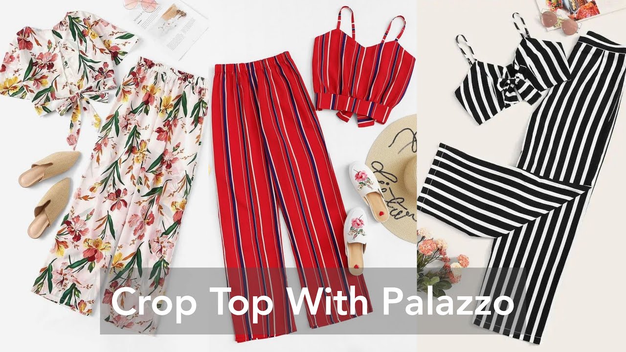 Latest Crop Top With Palazzo Design |Crop Top Style With Palazzo| Short Tops |Plazzo For Girls|Tops