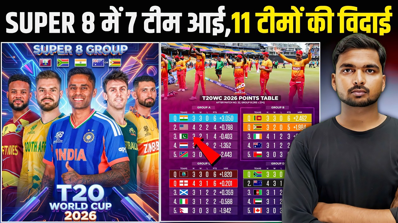 T20 WC Points Table : Super 8 में 7 टीम की हुई एंट्री | 11 का कटा पत्ता | Points Table में मचा बवाल 