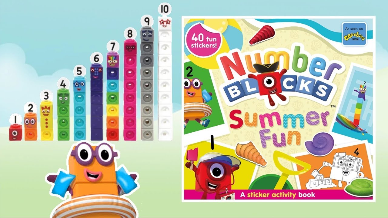 Numberblocks Summer Fun Sticker Maths Book | Numberblock Math Link Cubes 1-10 | Numbers and Shapes
