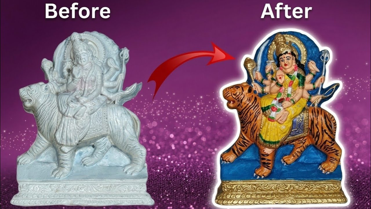 How to Paint 🎨 Maa Durga🪷 Idol at Home#youtube #art #painting #diy #maadurga 