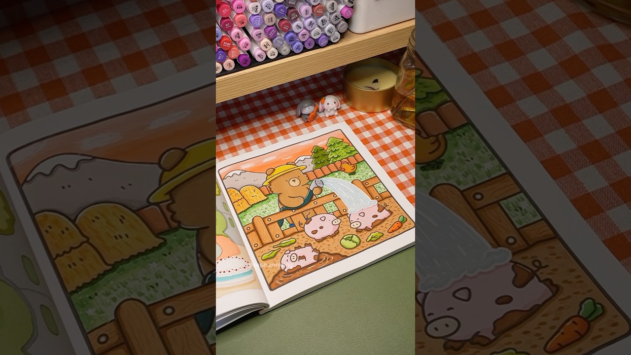 relaxing ASMR coloring | Comfy Days by Coco Wyo 🐷🤎 #asmrcoloring #cocowyocoloringbook