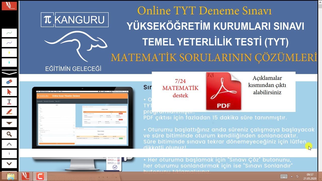 Pİ KANGURU ONLINE TYT DENEME SINAVI MATEMATİK SORULARININ &Ccedil;&Ouml;Z&Uuml;MLERİ