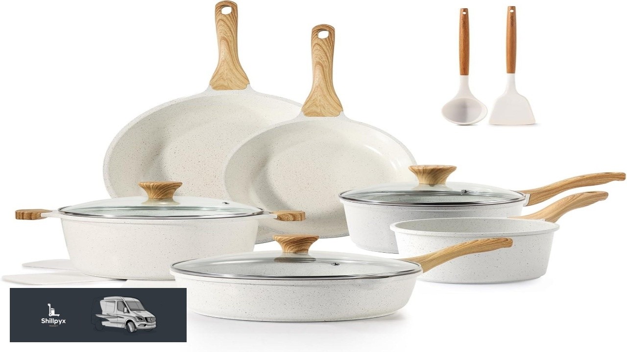 SENSARTE Nonstick Ceramic Cookware Set 16 Piece Healthy Pots and Pans Set Non toxic