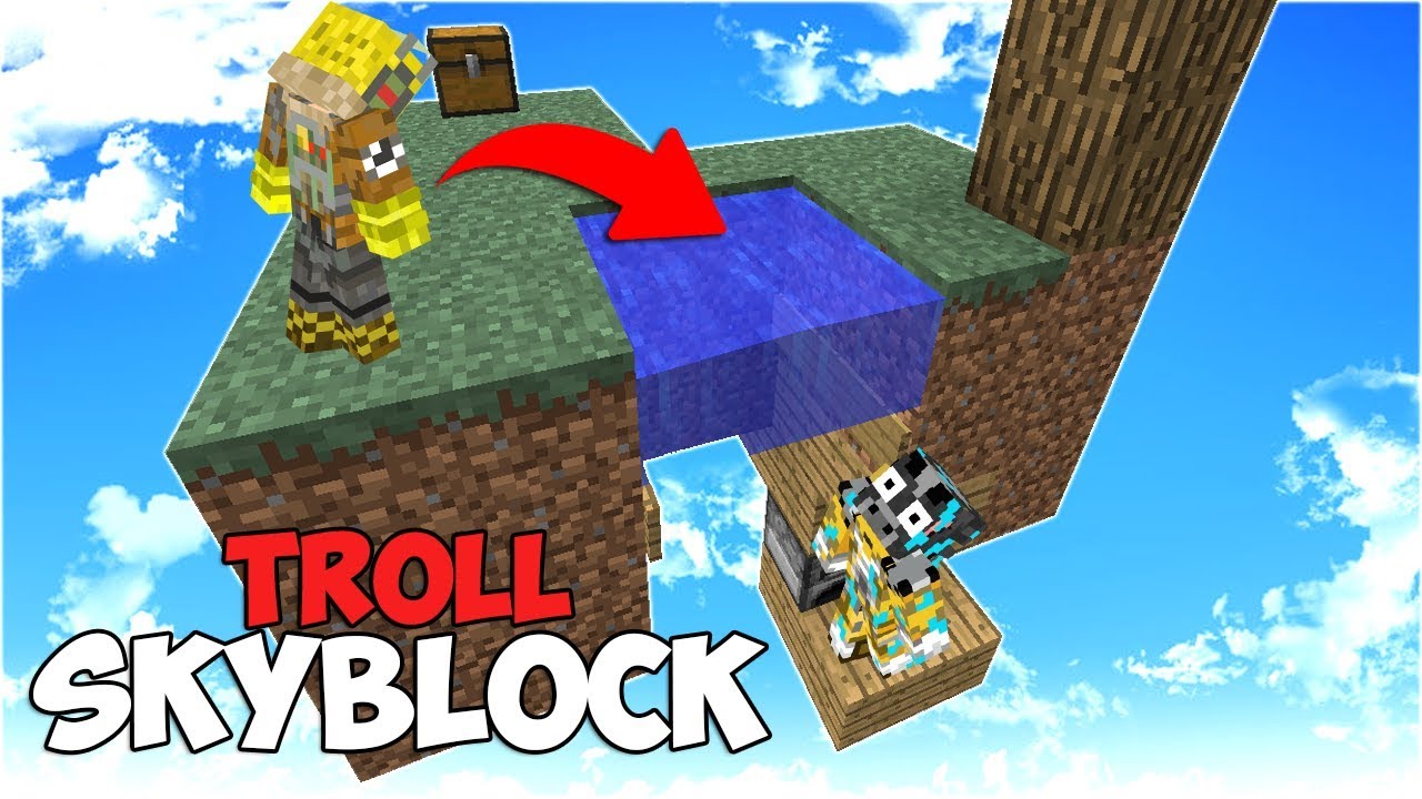 TROLLEANDO EN SKYBLOCK CON UNA TRAMPA EN MINECRAFT TROLL