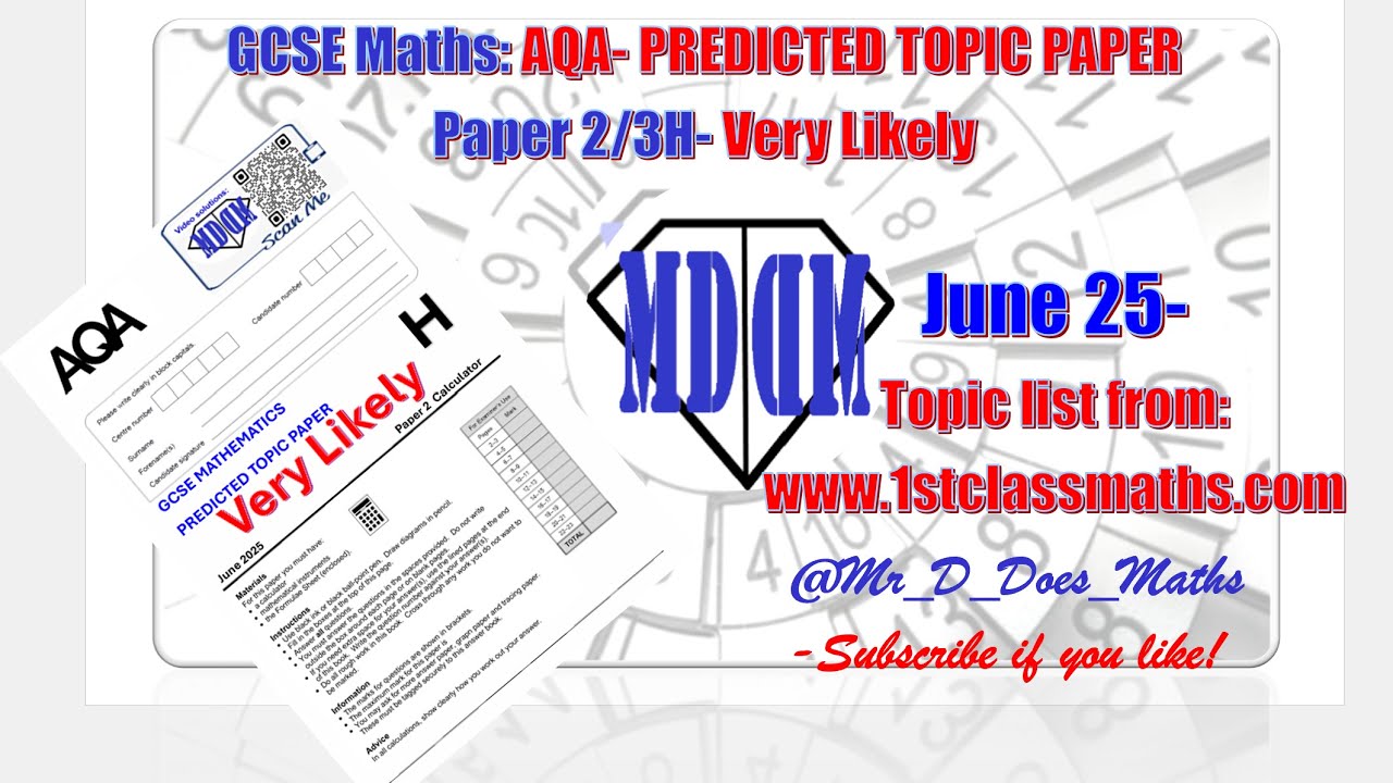 8300 AQA- GCSE Maths- Higher- Predicted Topic Paper- 2/3H- Very Likely