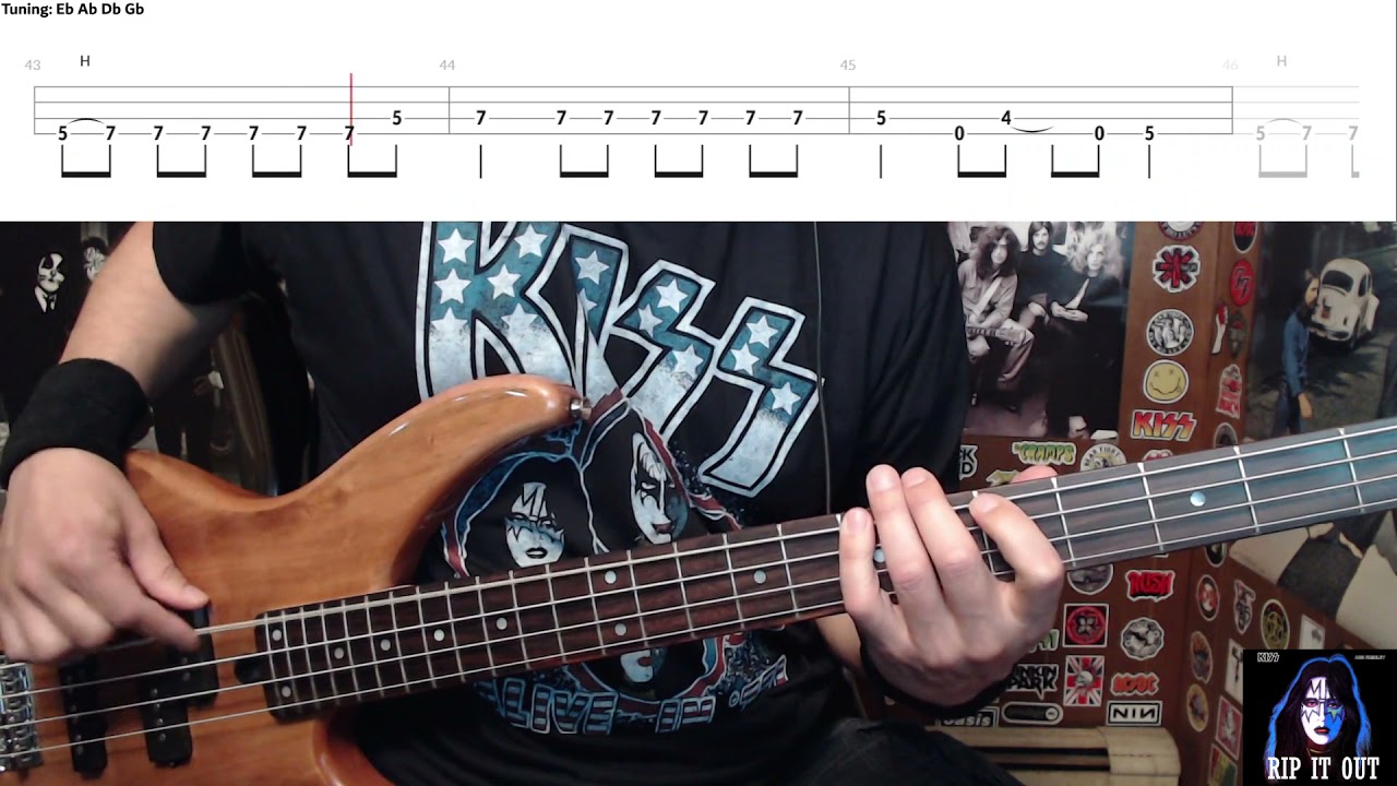 Rip It Out by Ace Frehley - Bass Cover with Tabs Play-Along