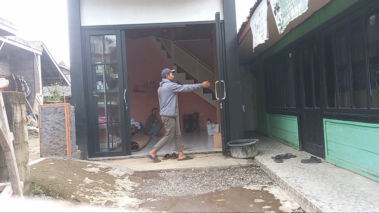 paket lengkap pintu sliding swing, jendela lengkung, realing tangga.