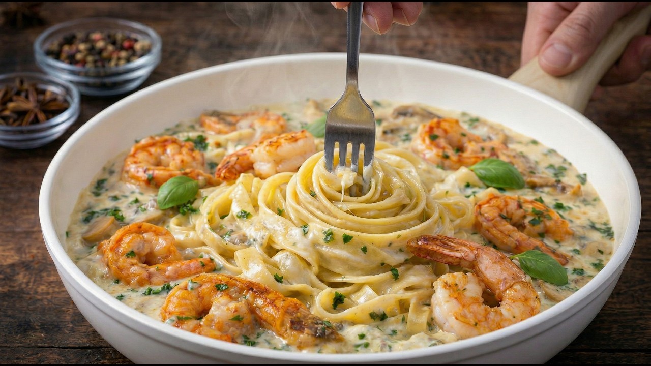 Diese Garnelen-Pasta ist so lecker – ich koche sie jede Woche! 😋 Cremig in 15 Min