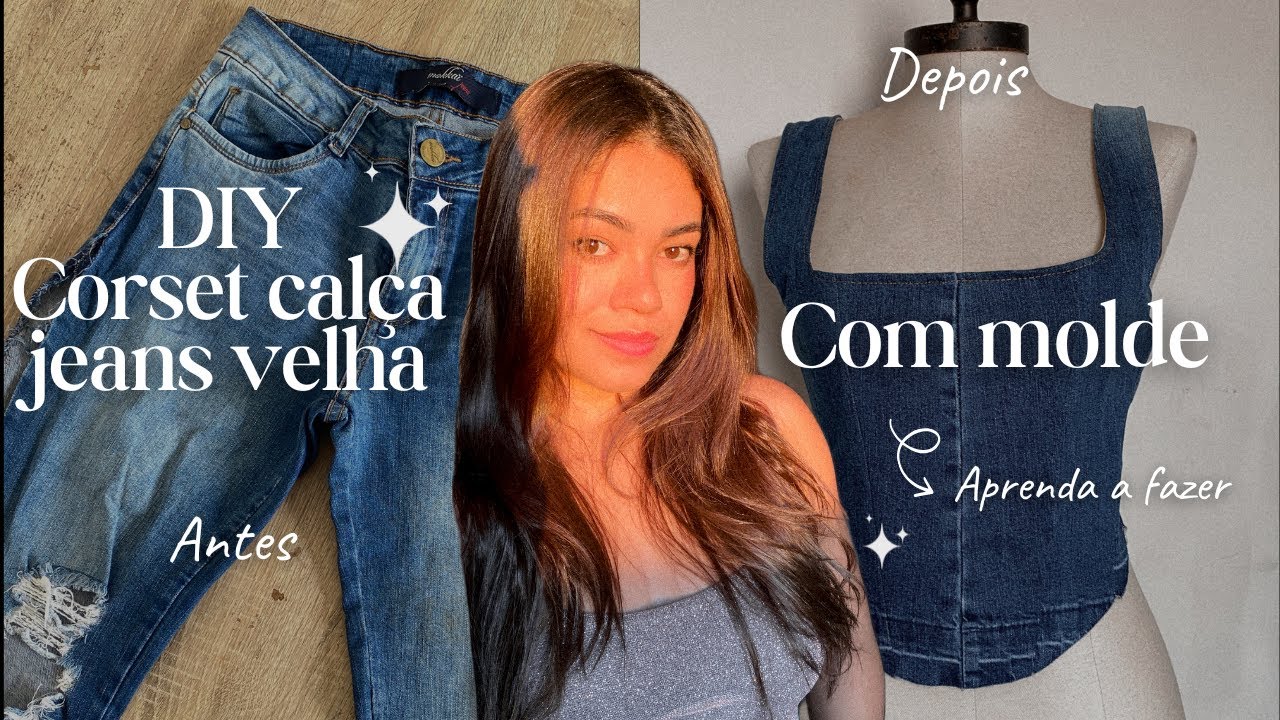 DIY CORSET JEANS — Como fazer corset com calça jeans + molde disponível