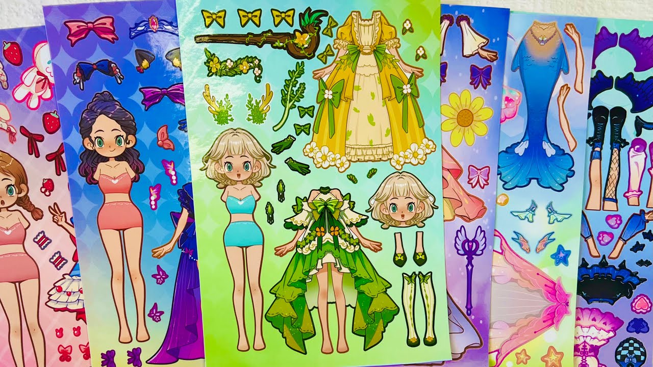 ASMR 🌸 Paper Dolls Dress Up | Luna, Mia, Ellie, Rosie, Ivy, Sophie & Nova 💖👗✨