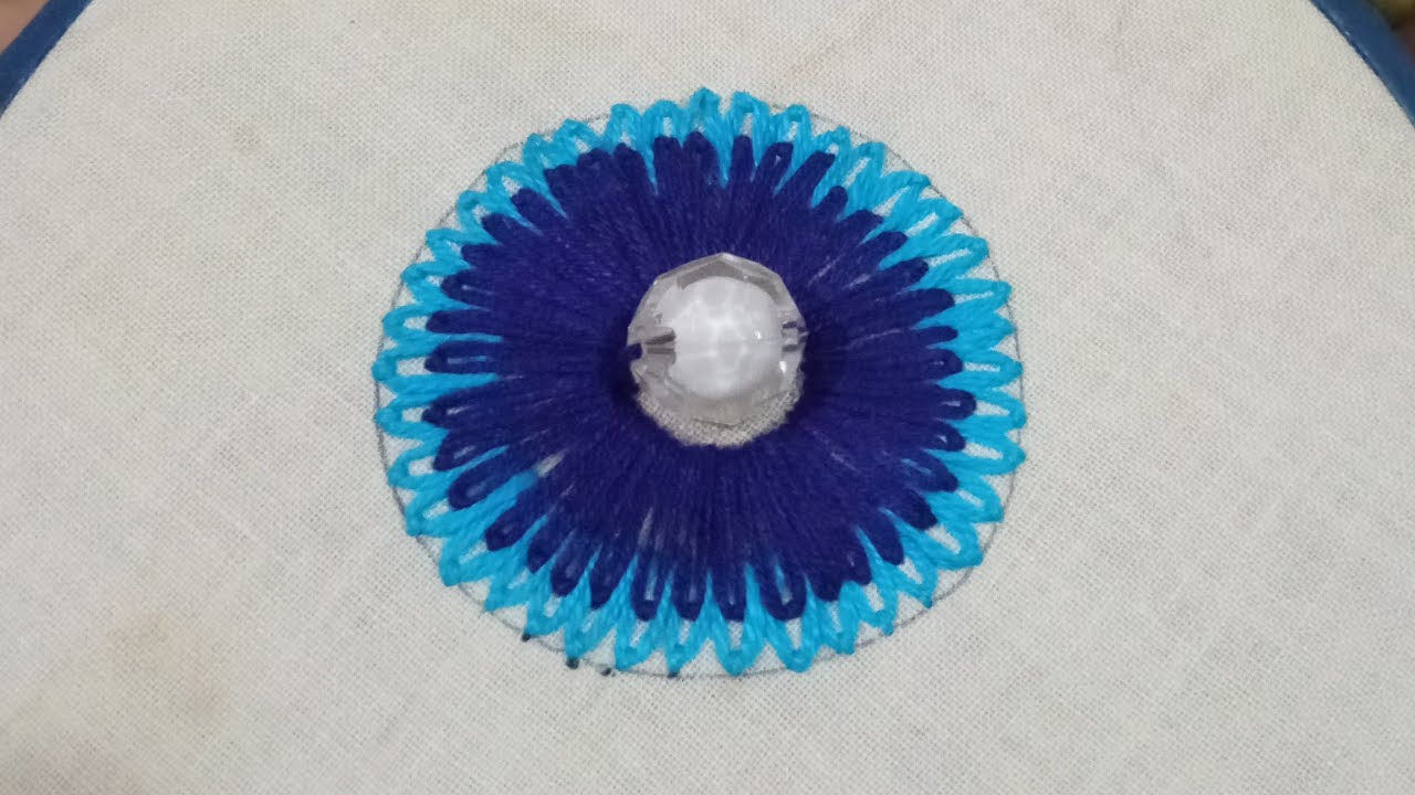 Easy circle flower hand embroidery || All over design for bedsheet,kantha etc. || Simple embroidery
