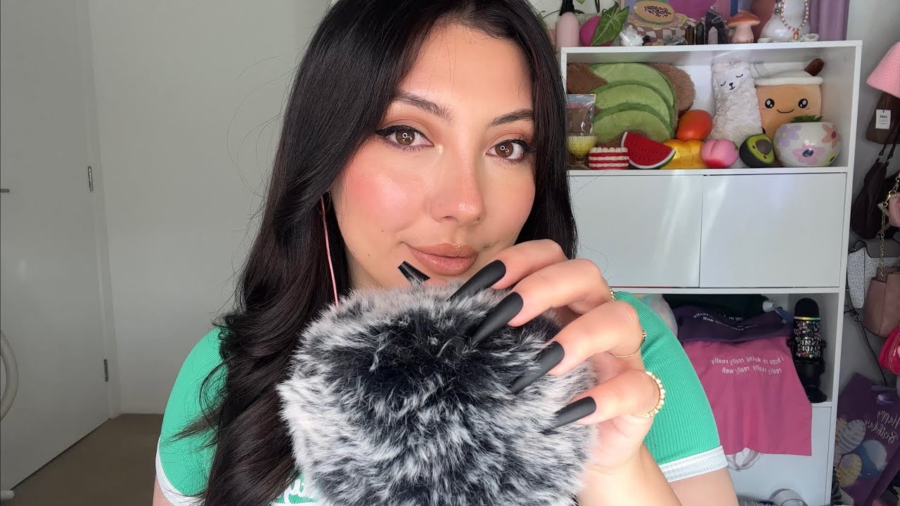 ASMR fluffy mic scratching for sleep (looped) 🤍 ~brain massage~ | Minimal Whispering