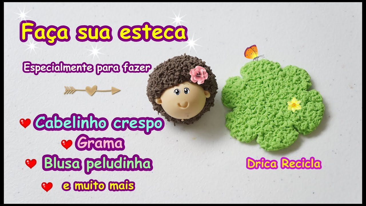 Esteca caseira para efeito cabelo crespo de biscuit - Drica Recicla