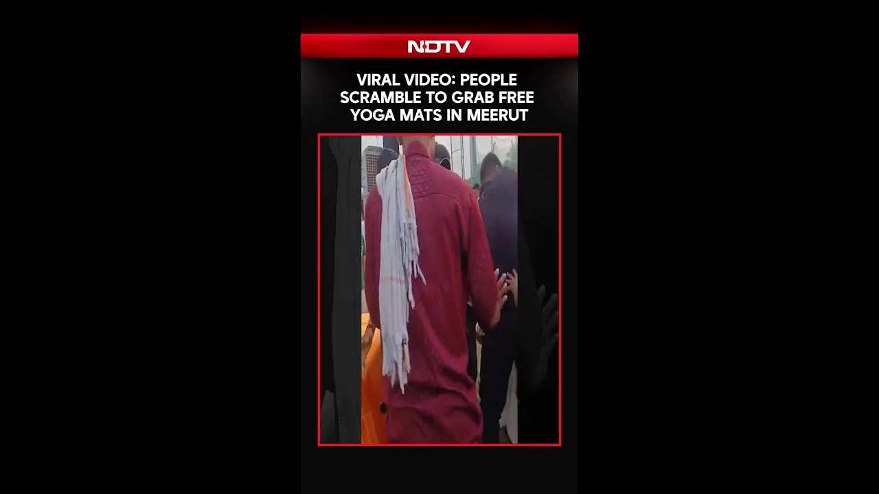 Viral Video: Crowd Scrambles For Free Yoga Mats At Meerut Yoga Day Event
