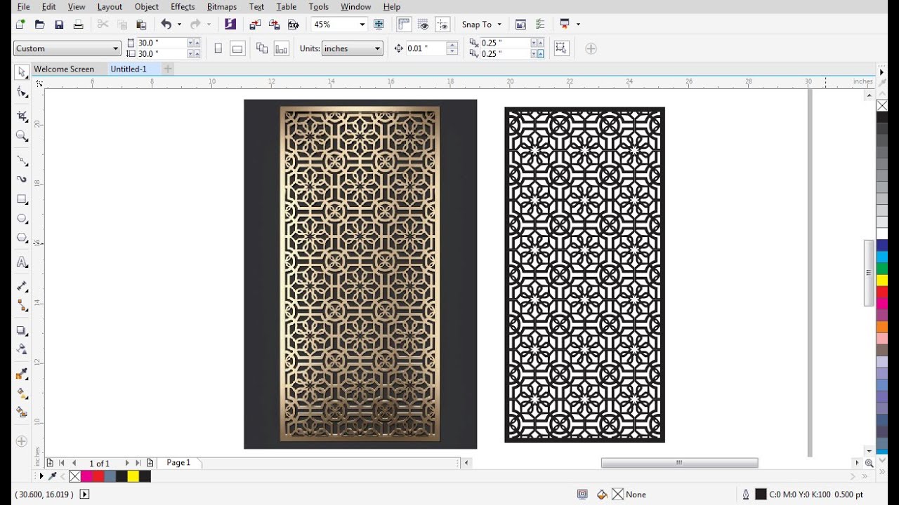 Metal grill design CNC laser cutting machine in CorelDraw | CNC Jali Cutting 1 | Doctor Design