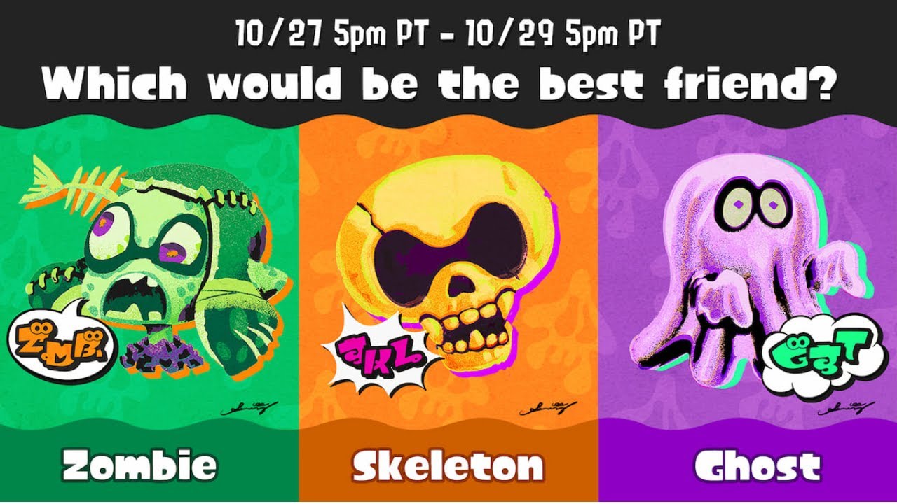 Splatoon 3 Zombie vs. Skeleton vs. Ghost Splatfest Splatfest Battle gameplay