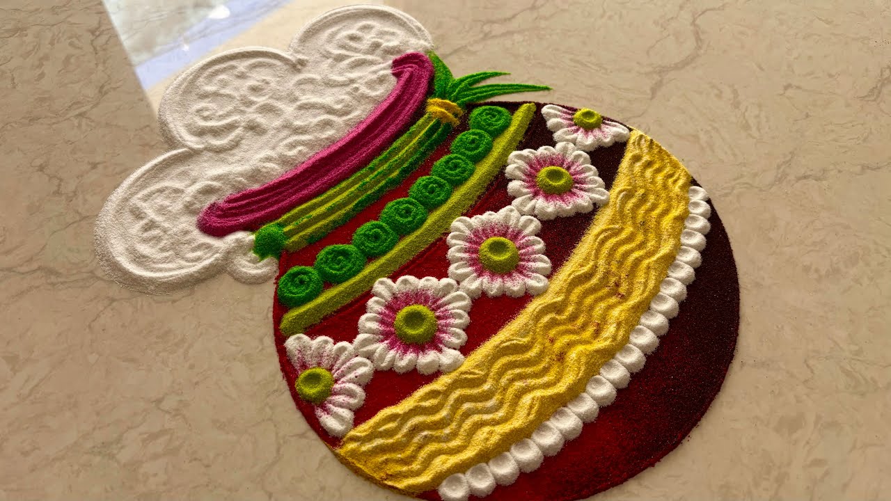 Pongal rangoli designs 2025/ sankranti rangoli/ pongal special rangoli design/ easy kolam