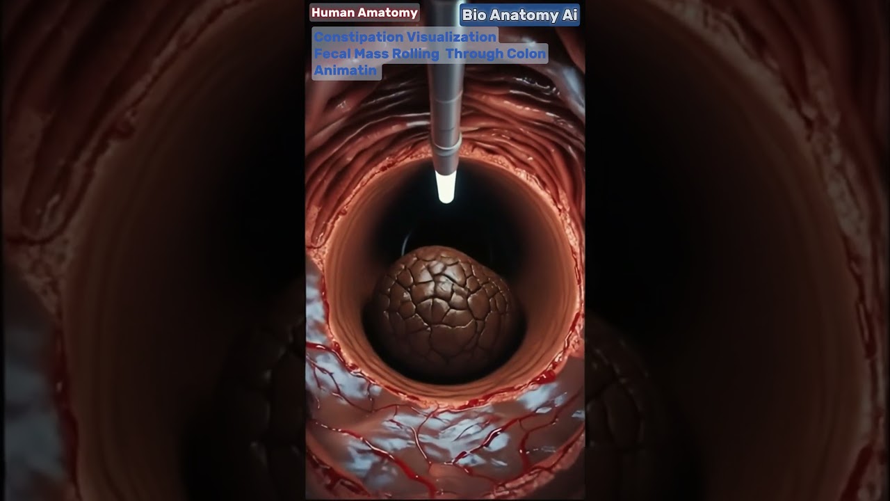 Constipation Visualization Fecal Mass Rolling Through Colon🤯#shorts #humananatomy #usa #bioanatomyai