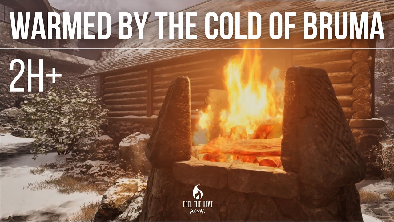 ASMR Fireplace in Bruma ❄️ | Cozy Snowy Night in Cyrodiil (Oblivion Ambience)