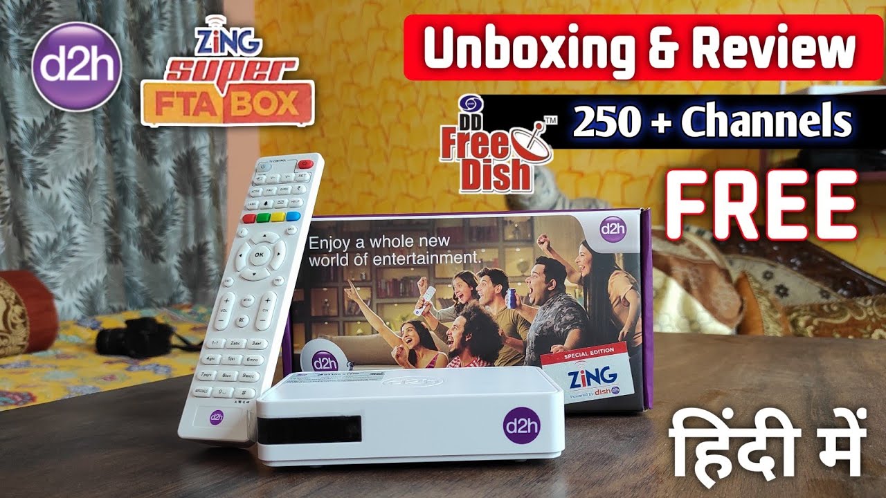 Zing d2h Super FTA Box Unboxing and Review in Hindi 🔥| Lifetime Free channels