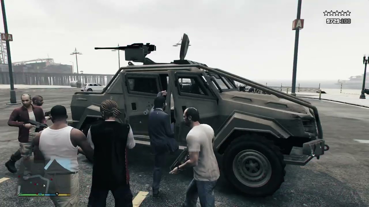 GTA V: Michael's Friends Submachine Gun Epic 5 Star Cop Rampage + Escape