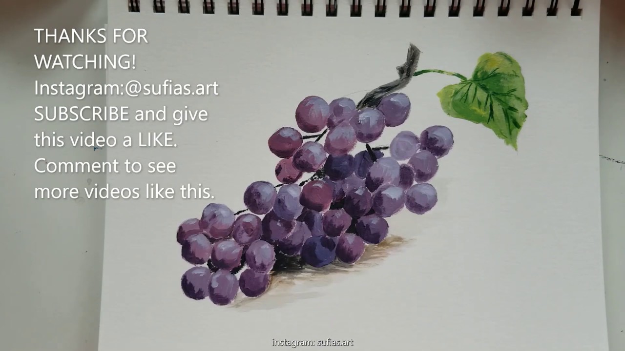 Easy Beginner Acrylic Painting Grapes