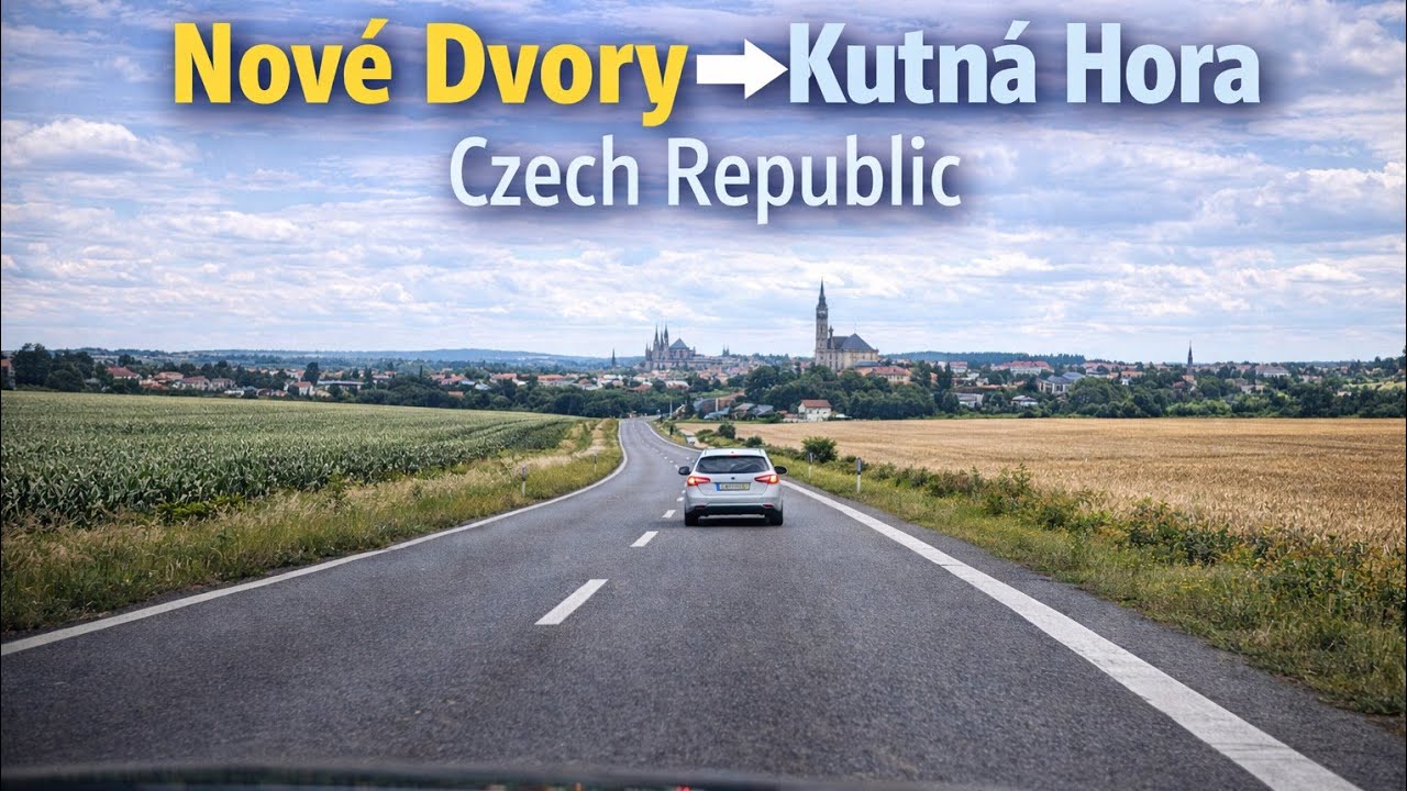 🚗 Nové Dvory → Kutná Hora | Calm Driving | 4K | No Commentary