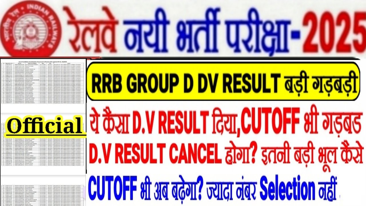MAJOR ERRORS in RRB GROUP D DV RESULT, ERRORS in CUTOFF too😱 Is this a DV LIST or a joke, will th...