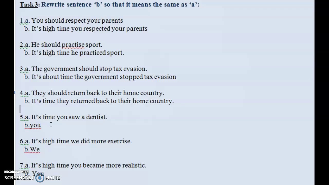 تمارين على درس. It's high time/ it's time
