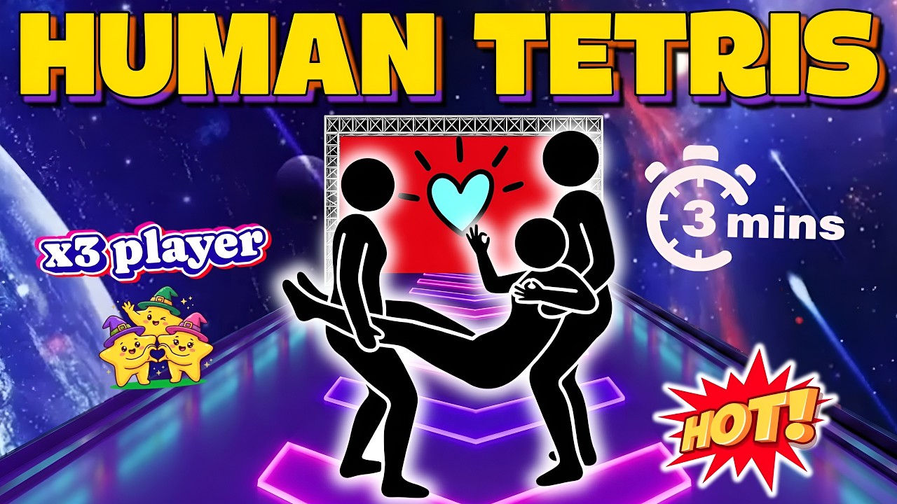 3 MIN Human Tetris 3 Player Co-op 💥 | Master Mode | Interactive Warm Up
