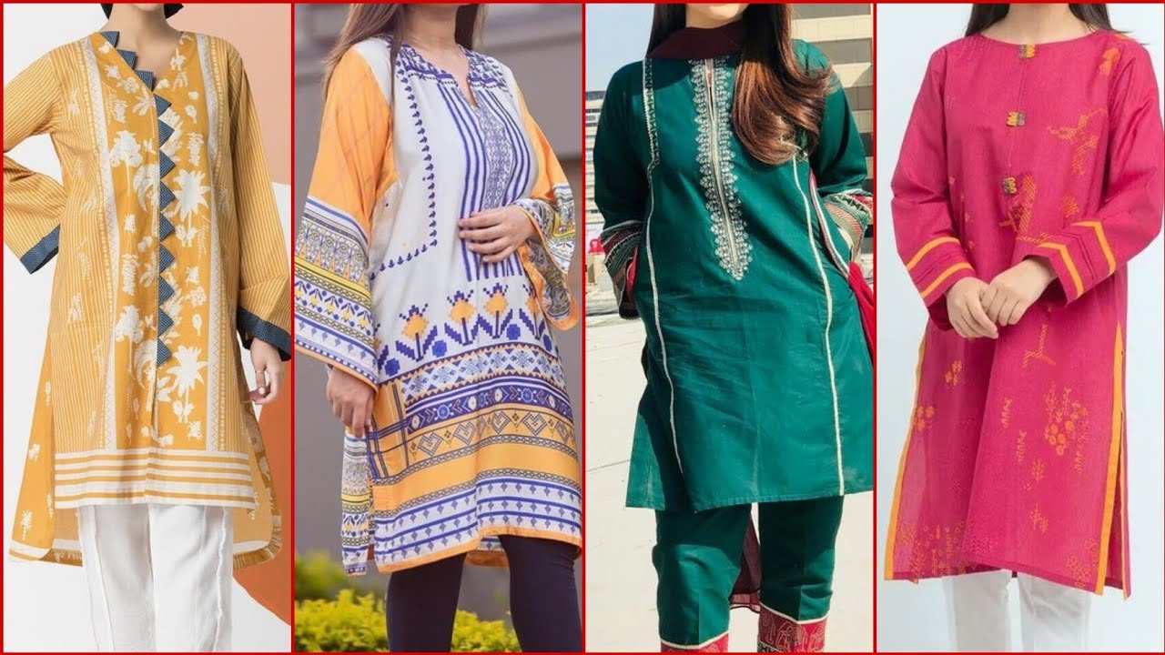 Simple Lawn Kurta Designs For Girls- Lawn Kurti Design 2022- Lawn shirts designs