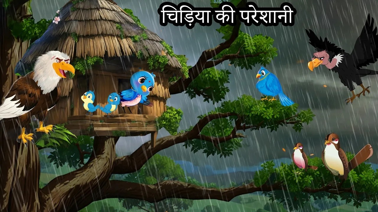 लाडो चिड़िया की कहानी | बारिश की कहानी  | Bird Cartoon | HINDI STORIES | CHIDIYA KI KAHANI