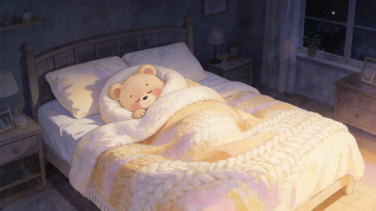 Bear Falls Asleep in His Little Bed 🌙 Soft Night Music ⭐