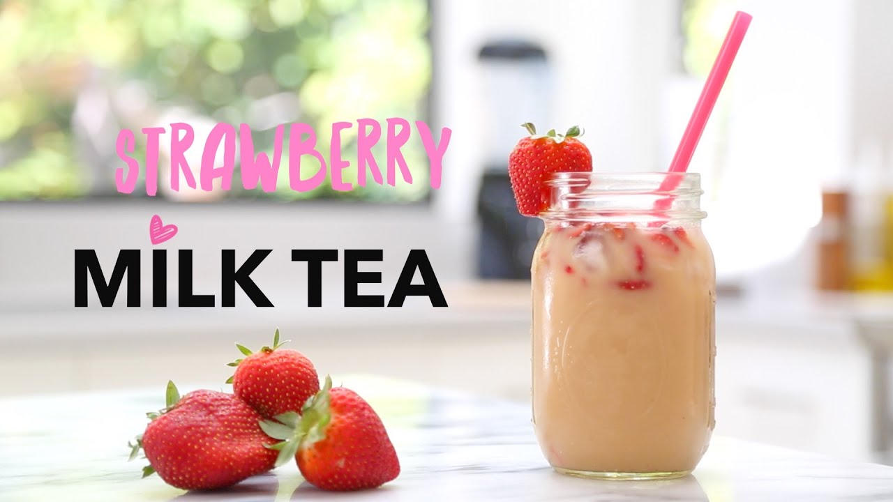 Strawberry Milk Tea Recipe ♥ 4 Simple Ingredients (All Natural)