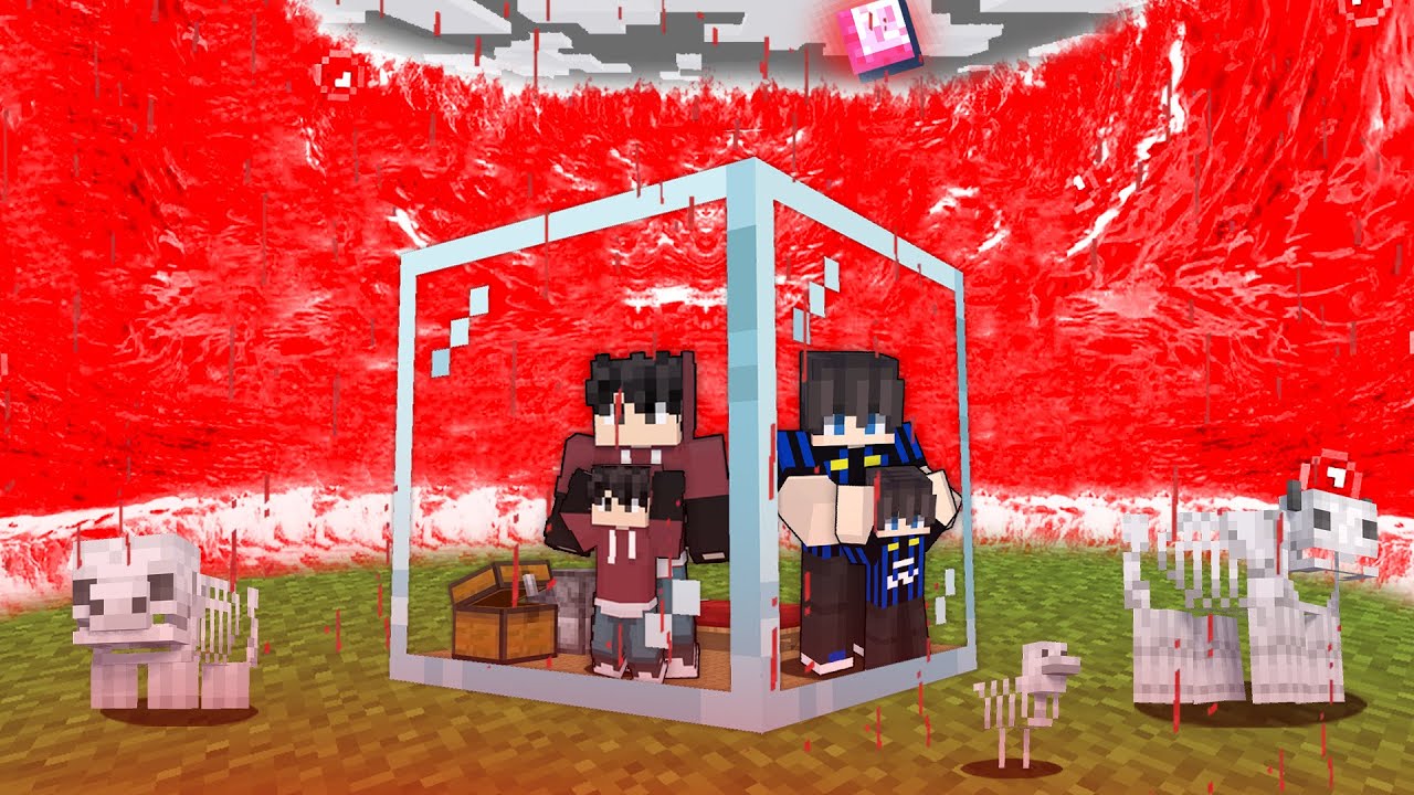 BLOOD TSUNAMI Vs Glass DOOMS DAY Bunker In Minecraft!