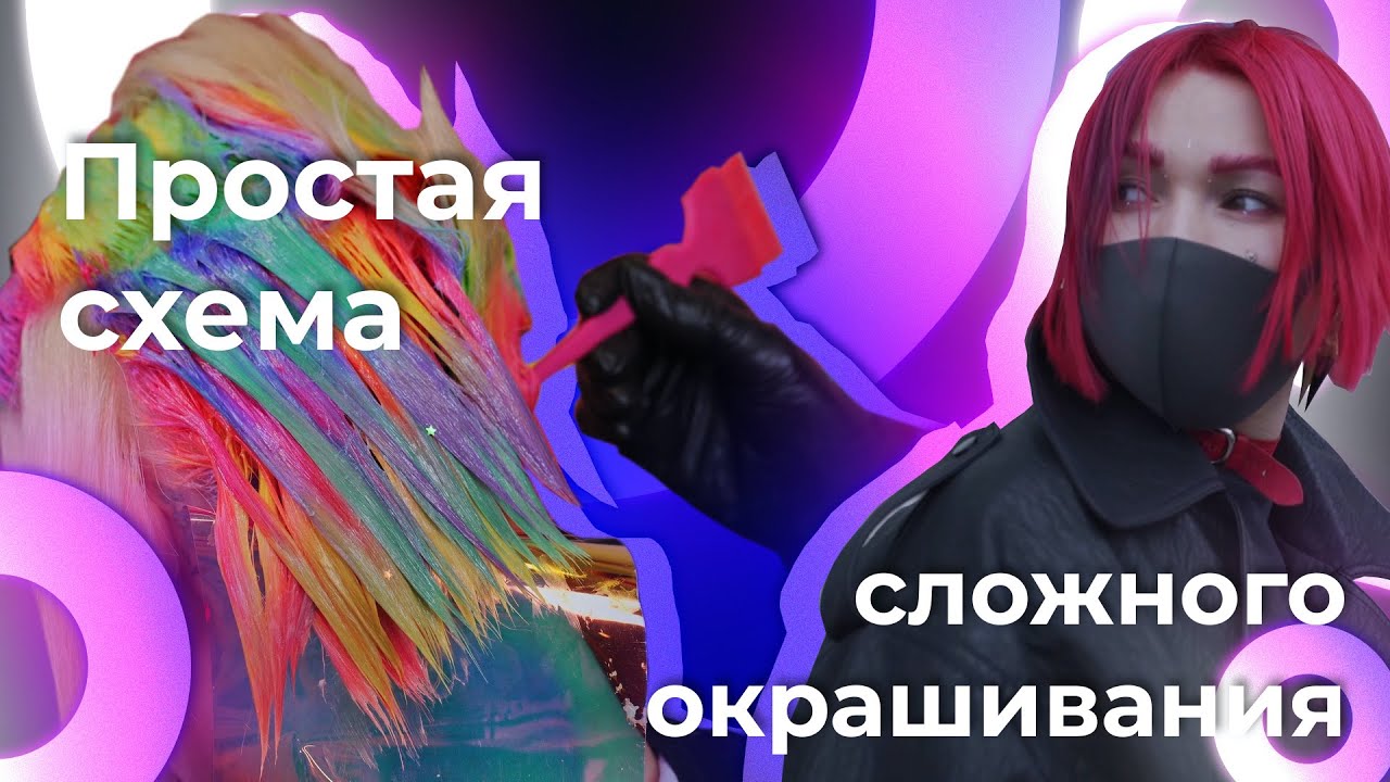 КАК ПОКРАСИТЬ РАДУЖНЫЕ ВОЛОСЫ. Простая Схема Сложного Окрашивания МОЗАИКА от COLOR PRN