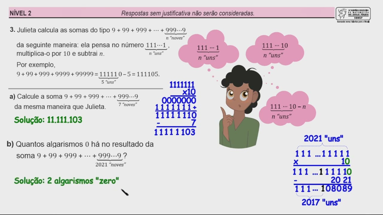 QUESTÃO 03 OBMEP 2ª FASE 2021 NÍVEL 02